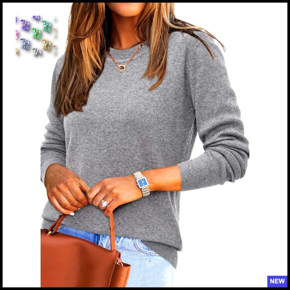 Sweaters - Wool Blend Crew Neck Pullover Sweater Classic Loose Fit Fall Winter Layering